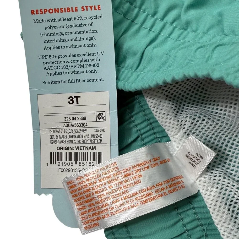 Cat & Jack Swim Trunk‎ Dinosaur Print Aqua 3T
